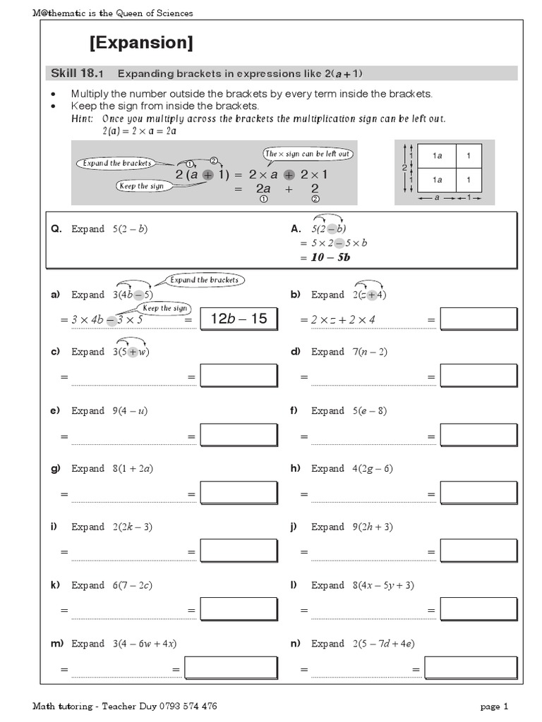 Expanding Algebraic Expressions | PDF | Numbers | Infographics