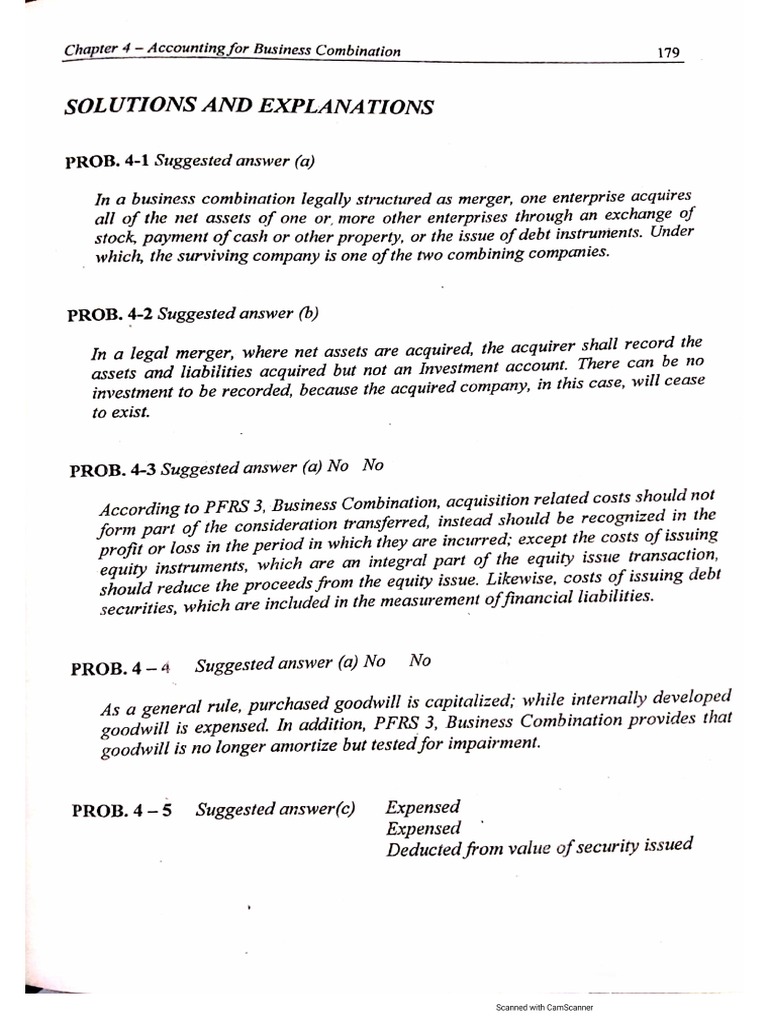Business Combination Answer Key PDF | PDF