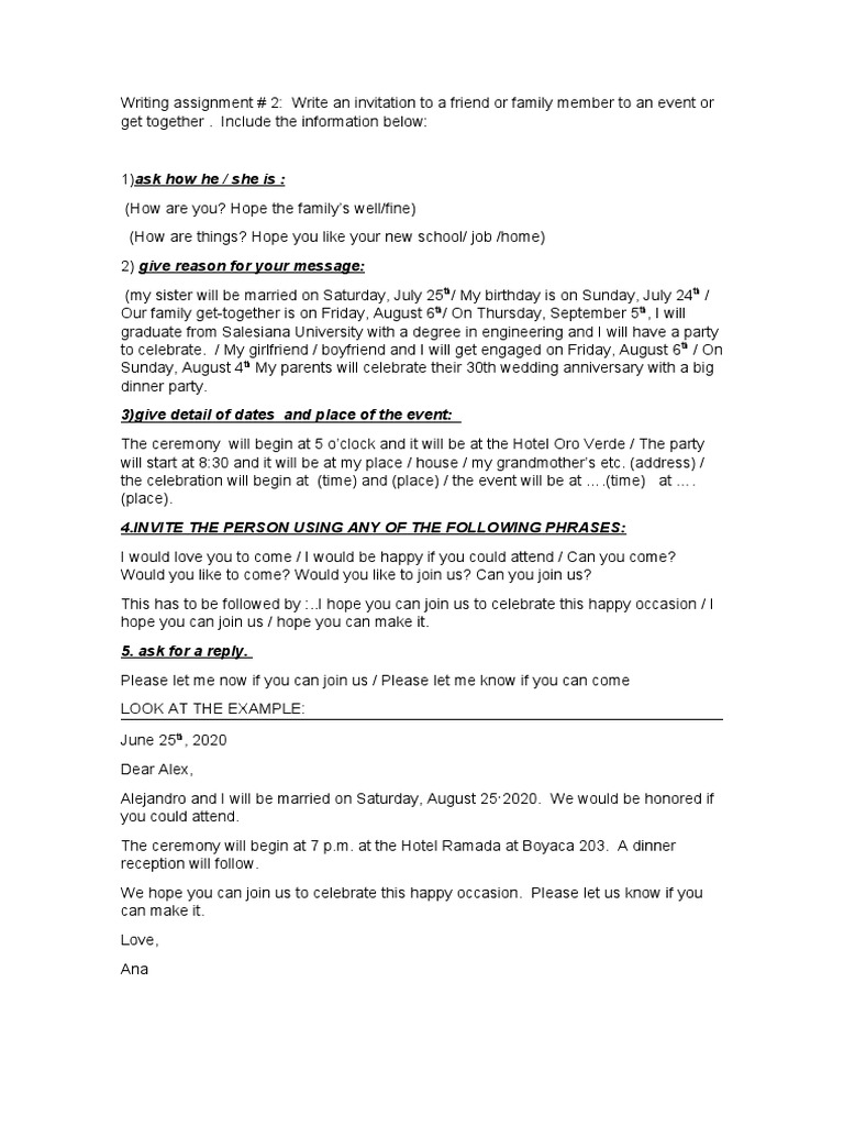 Informal Invitation Writing Guide | PDF