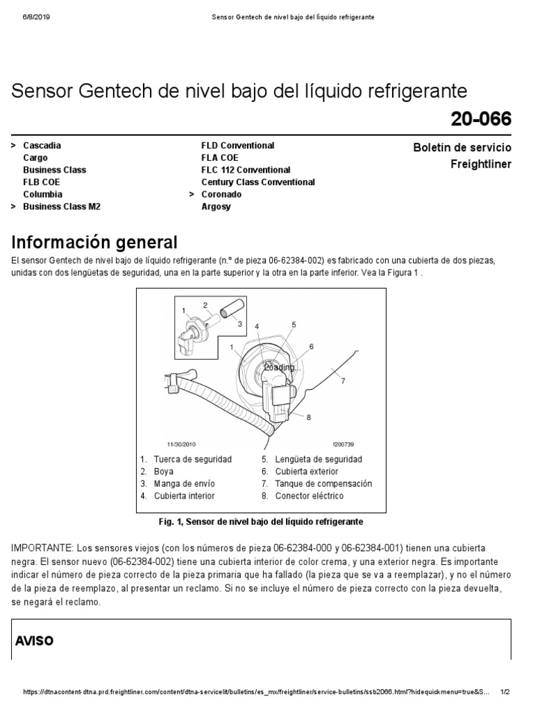 FTL Sensor Gentech de nivel bajo del líquido refrigerante | PDF ...
