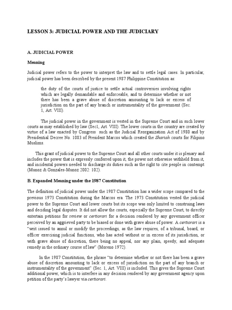 Lesson 3 The Judiciary | PDF | Supreme Courts | Supreme Court Of The ...