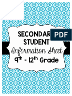 Secondary Student: Information Sheet
