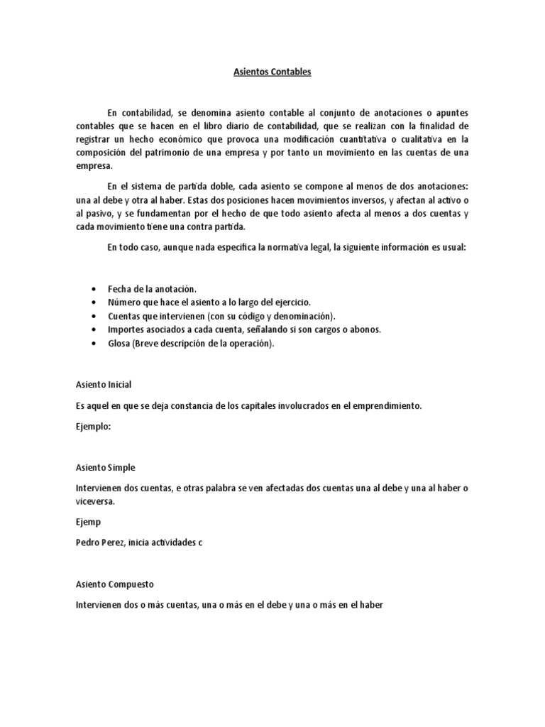 Asientos Contables: Tipos y Estructura | PDF | Negocios | Finanzas y dinero