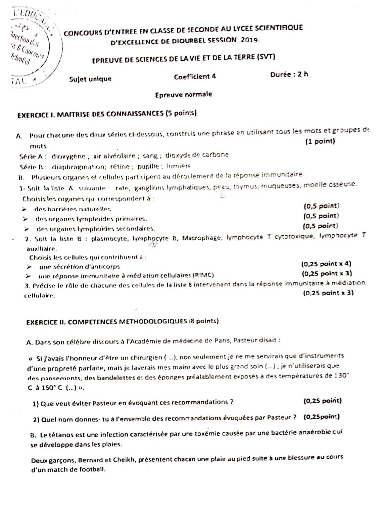 Test D entrée En Seconde Français+corrigé Pdf 2020 Épreuves Concours LSED 2019 | PDF