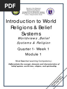 IWRBS - Q1 - Mod1 - Worldviews Belief Systems and Religion PDF