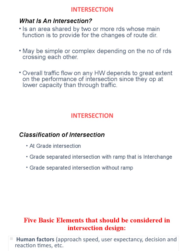 4 Types of Intersections | PDF | Interchange (Road) | Traffic