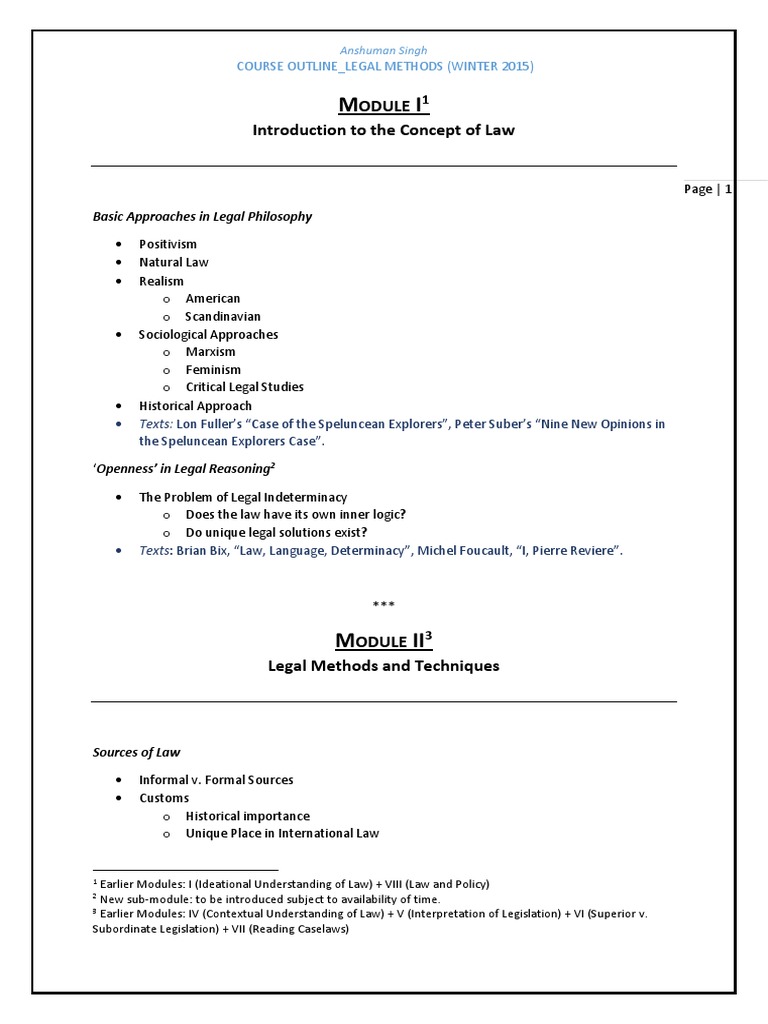 Legal Methods Course Outline 2015 | PDF | Precedent | Jurisprudence