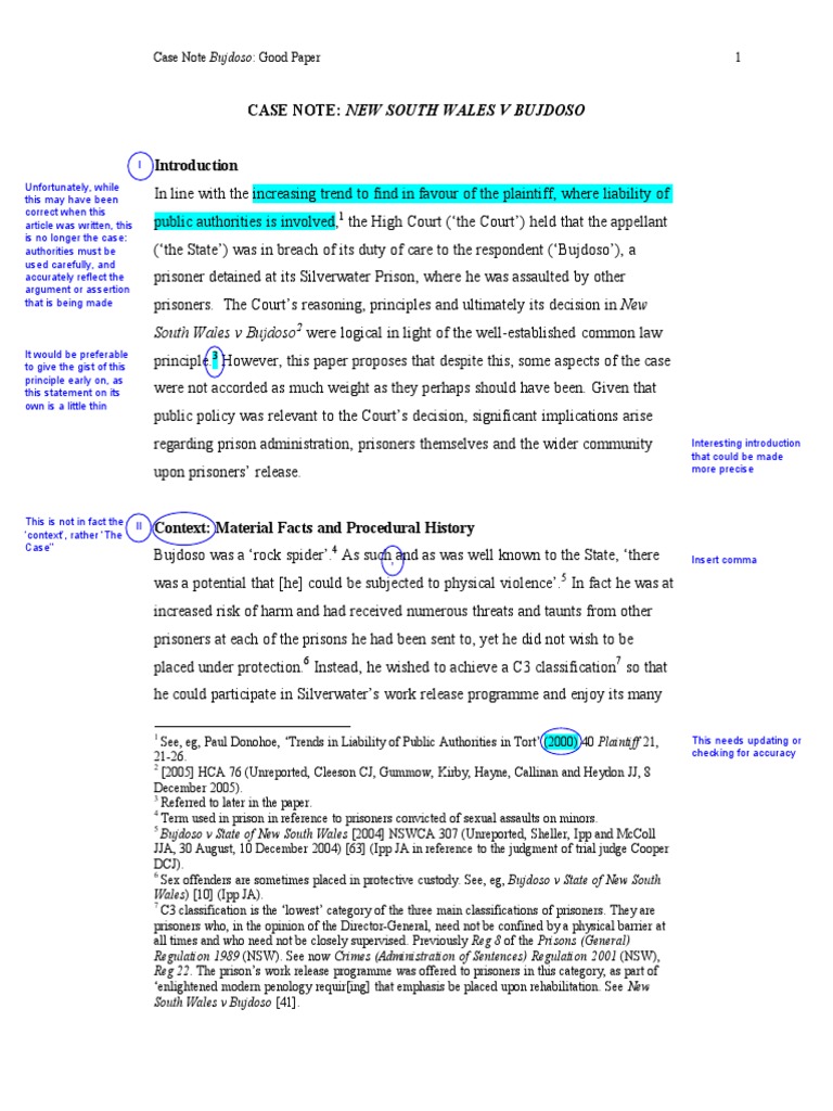 Case Note Good Annotated | PDF | Duty Of Care | Prison