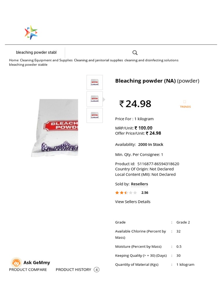 Buy Bleaching Powder Online GeM PDF Bleach Business