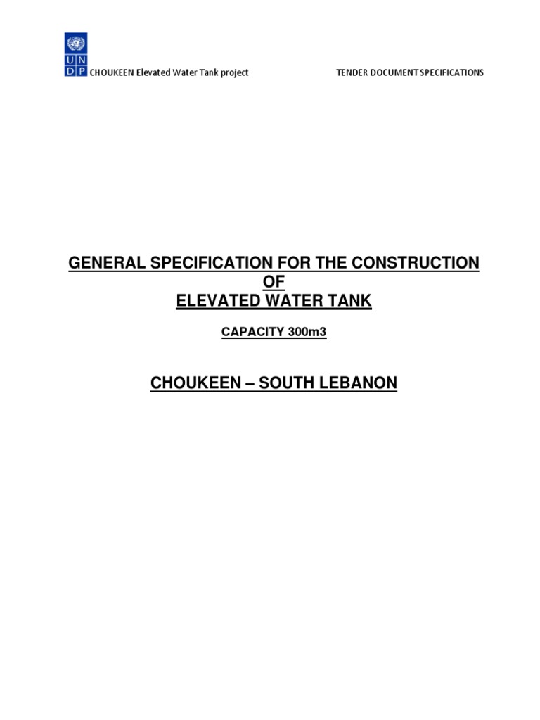 Choukeen Elevated Water Tank Specs | PDF | Reinforced Concrete | Plaster