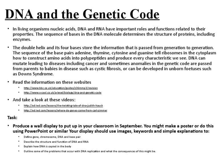 DNA and The Genetic Code 2 | PDF