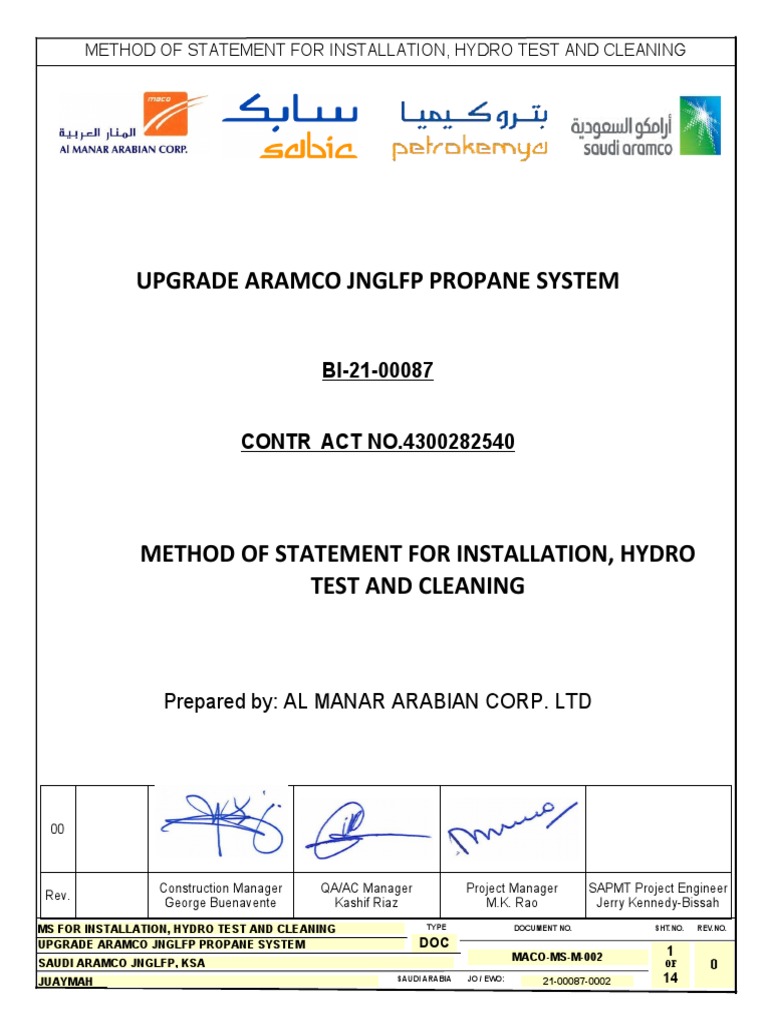 M.S For Hydro Test | PDF | Leak | Pipe (Fluid Conveyance)