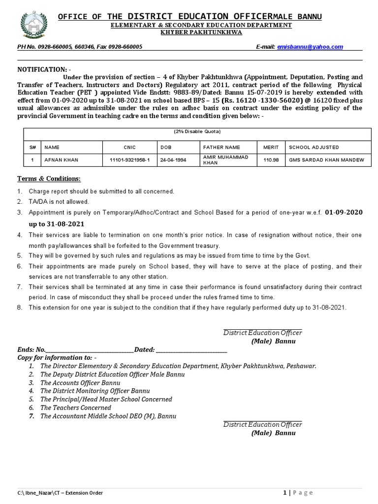 District Education Officer Office of Male Bannu PDF Virtue