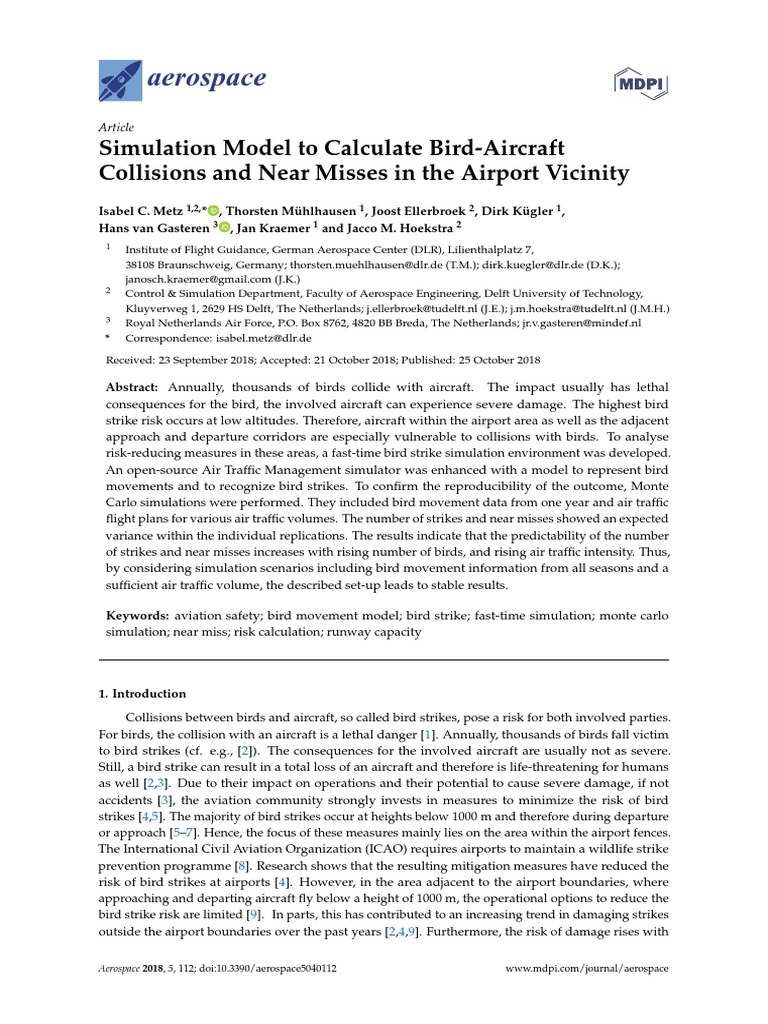 Aerospace 05 00112 PDF | PDF | Air Traffic Control | Simulation