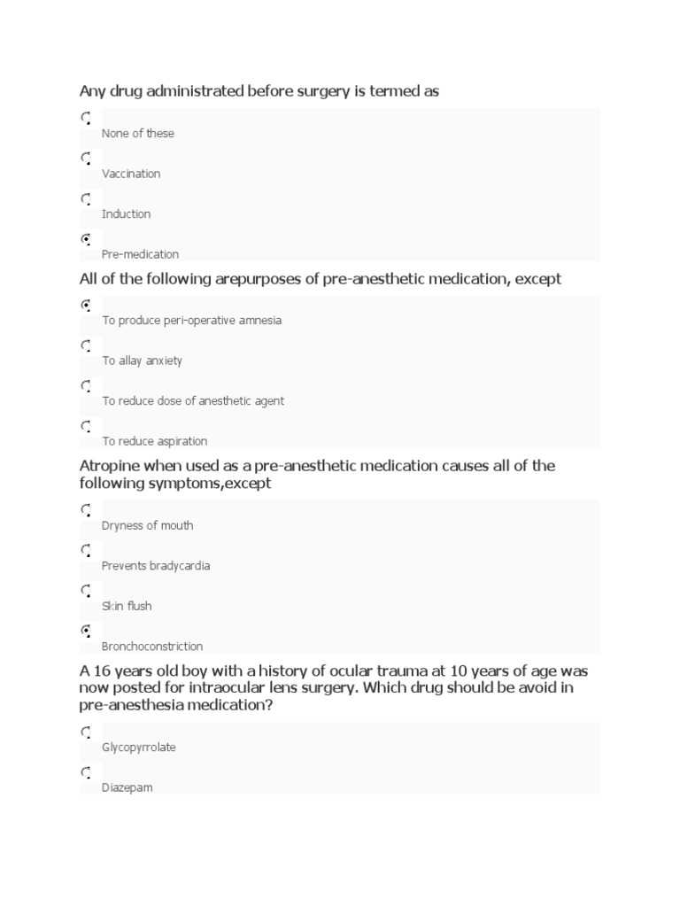 Pre Medication Anaesthesia PDF
