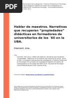Diamant, Ana (2011) - Hablar de Maestros. Narrativas Que Recuperan Zpropiedadesz Didacticas en Formadores de Universitarios de Los 60 en (..)