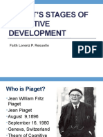 Piaget'S Stages of Cognitive Development: Faith Lorenz P. Resuello