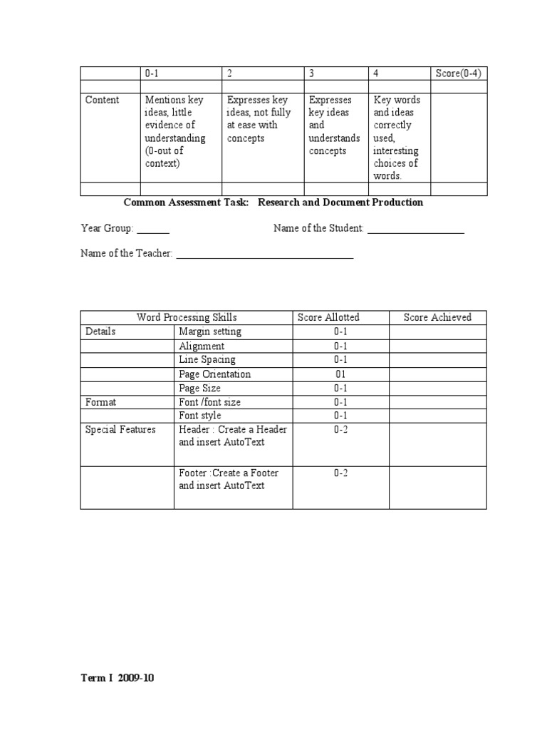 Word Processing Skills Assessment | PDF