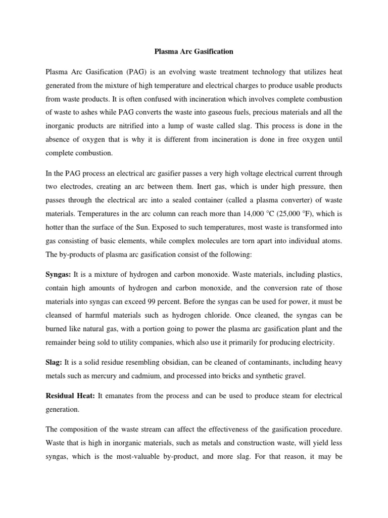Plasma Arc Gasification | PDF | Gasification | Electronic Waste