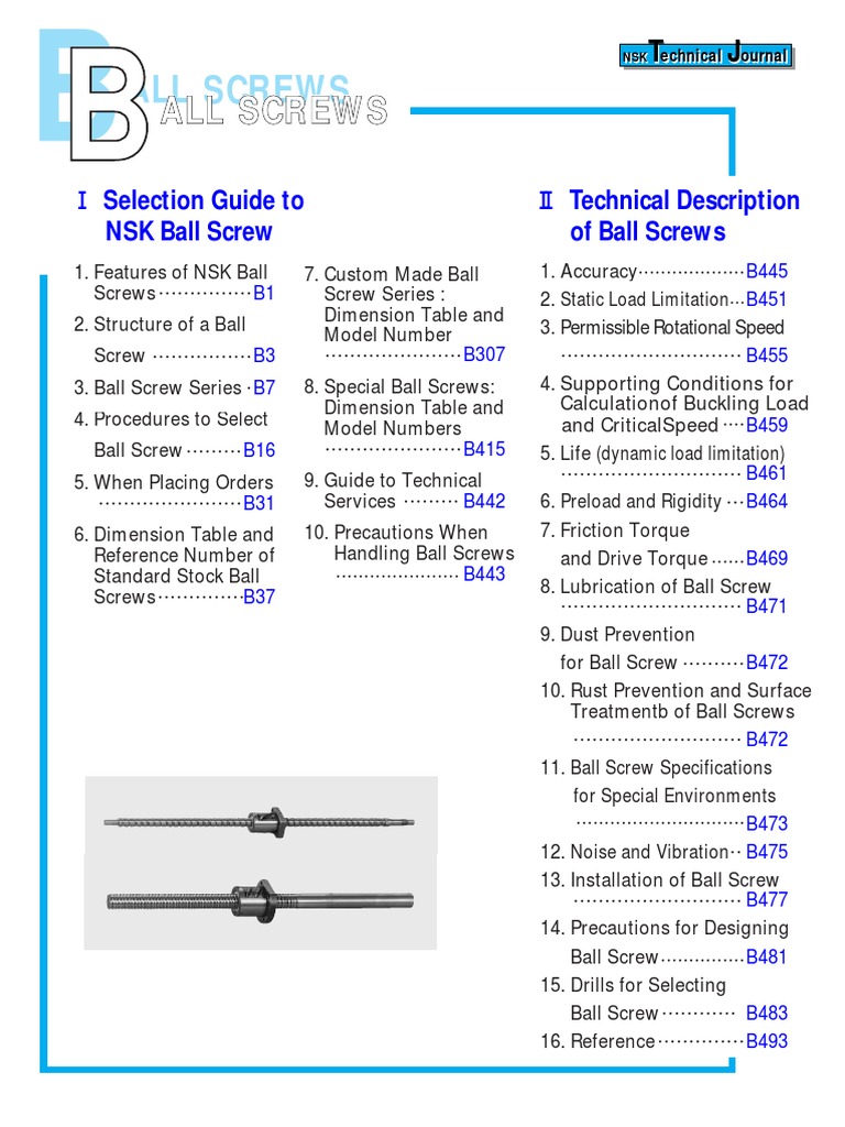 NSK Ball Screws PDF Screw Nut (Hardware)
