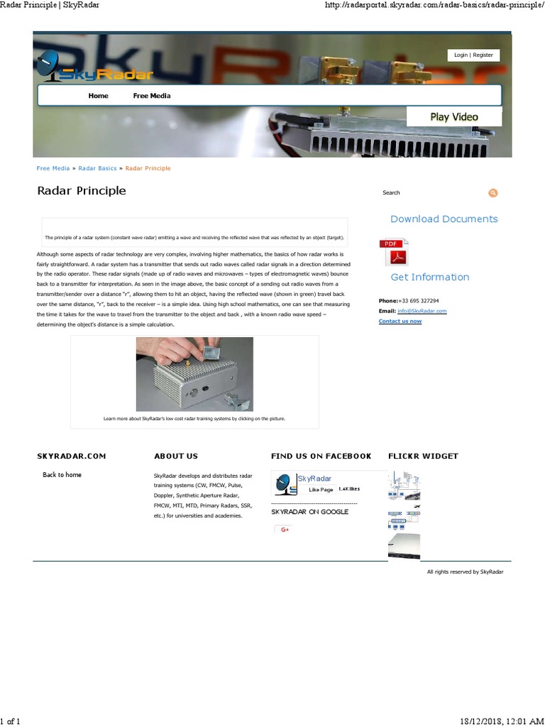 Radar Principle Skyradar Pdf Pdf Radar Radio