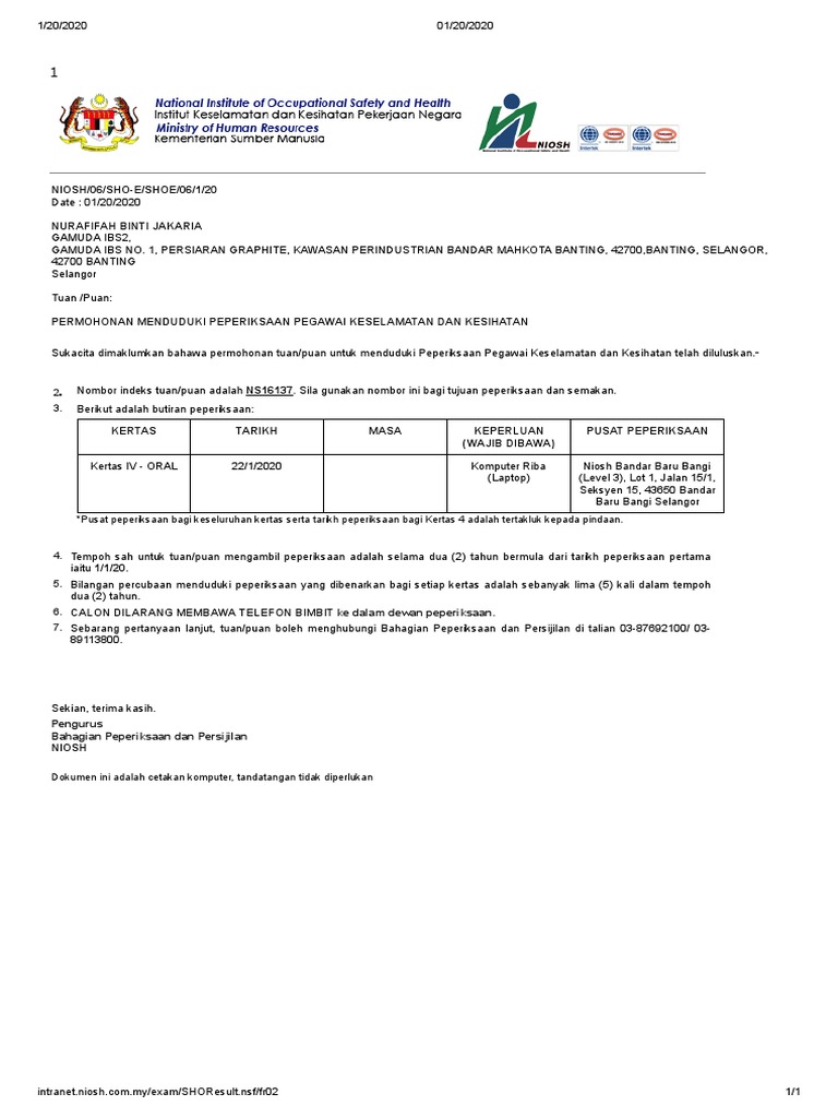 NIOSH SHO Schedule | PDF