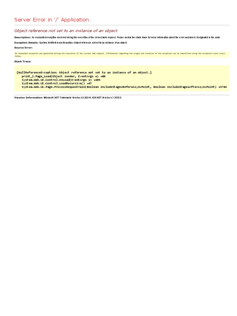 NullReferenceException Error Fix | PDF