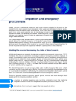 COVID-19: Competition and Emergency Procurement: Limiting The Use and Decreasing The Risks of Direct Awards