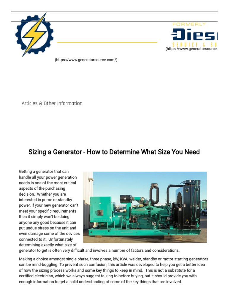 Generator Sizing How To Determine What Size Generator You Need