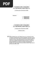 O ENSINO SECUNDÁRIO NA PRIMEIRA REPÚBLICA