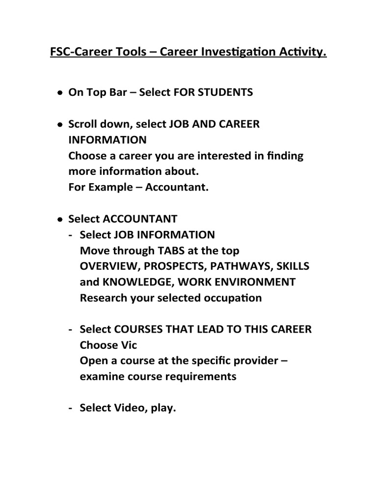 Career Investigation Tools for Students | PDF