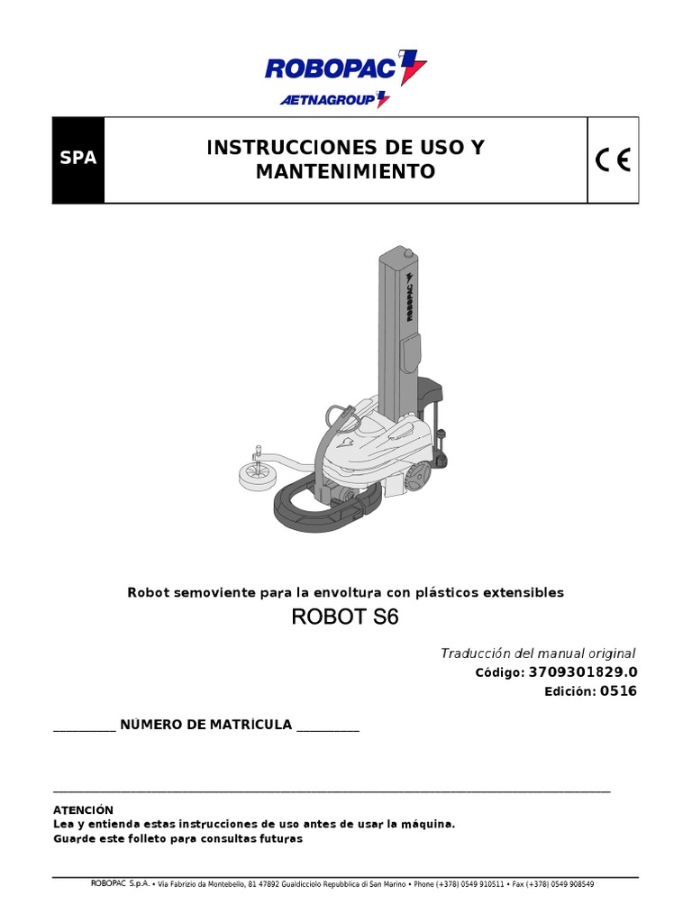 Manual de Usuario Robopac S6 3709301829 000 0516 PDF PDF