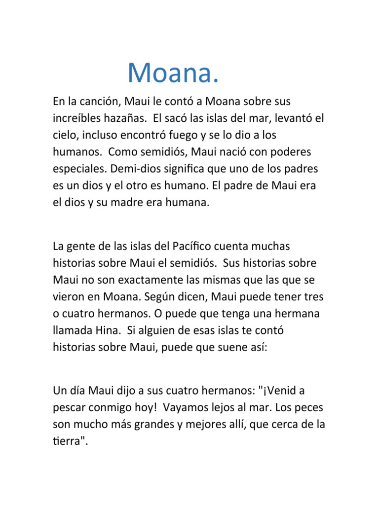 Cuento de MOANA | PDF
