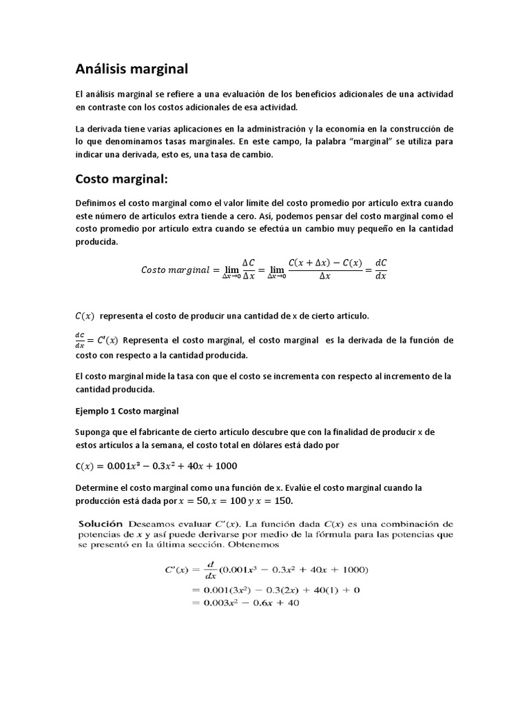 Análisis Marginal Definición Y Características – ROSFUY