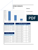 (Title of Monthly Budget) : Monthly Income Monthly Expenses