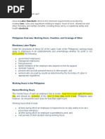 Philippines Overview: Working Hours, Overtime, and Coverage of Other