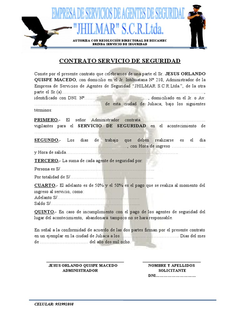 Contrato Servicio de Seguridad | PDF