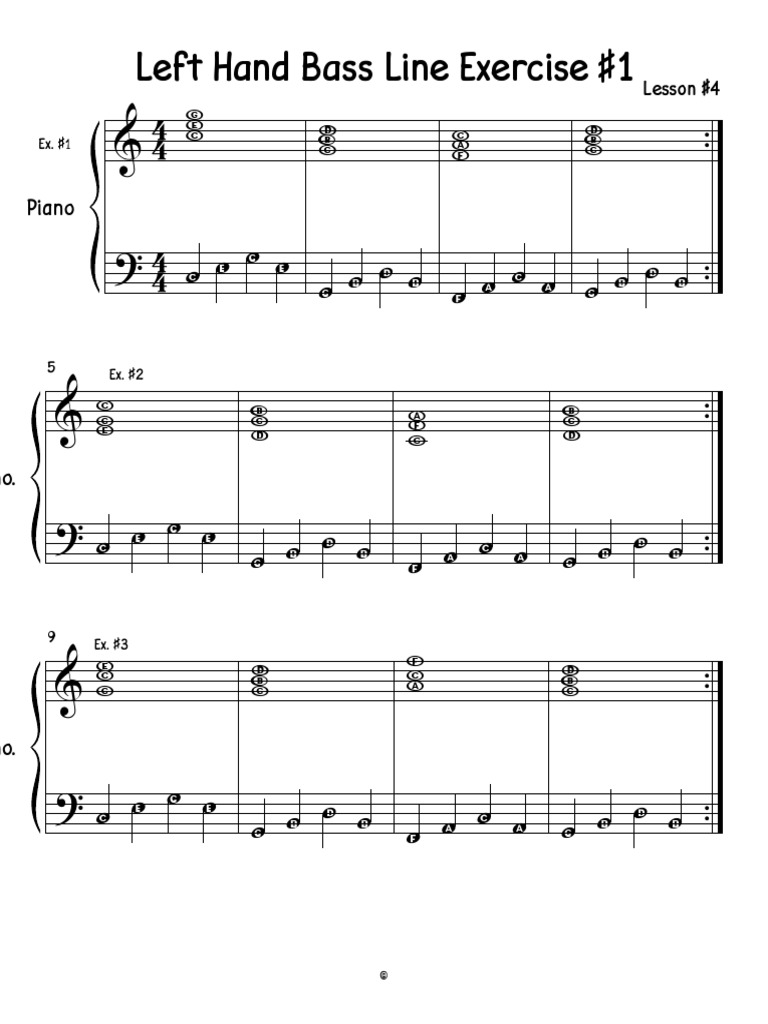 Left Hand Bass Line Exercise #1: Piano | PDF