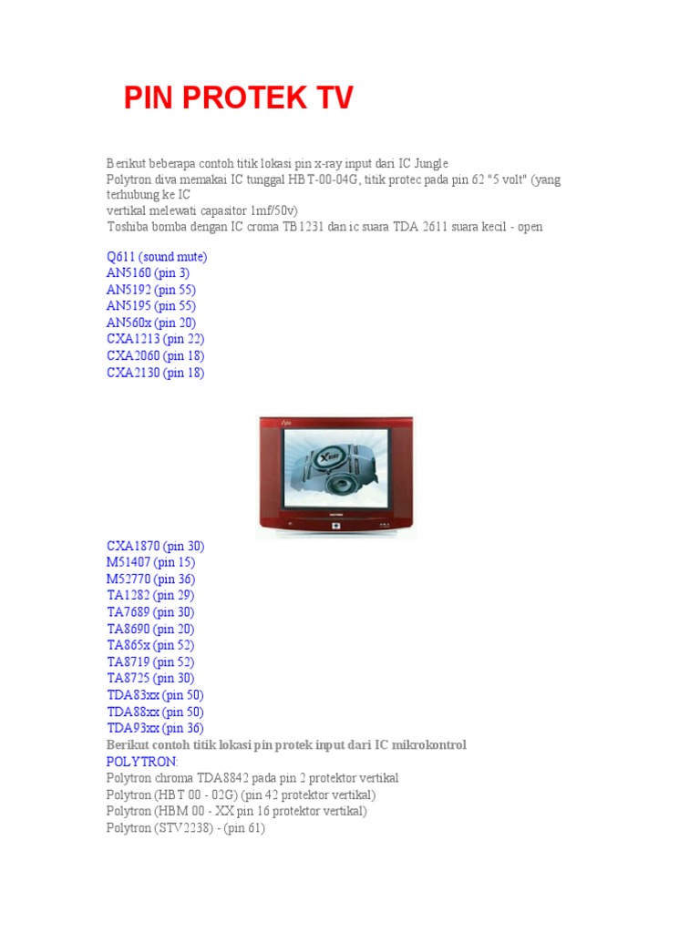 Pin Protek TV Berikut Contoh Titik Lokasi Pin Protek Input Dari IC