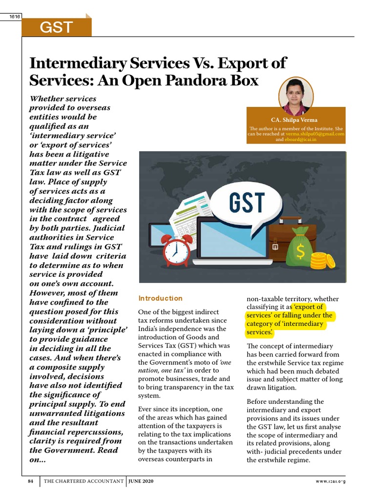 GST: Intermediary vs Export Services | PDF | Value Added Tax | Taxes