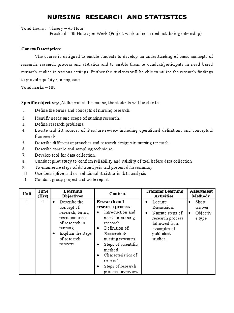 Nursing Research and Statistics Course Guide | PDF | Validity ...