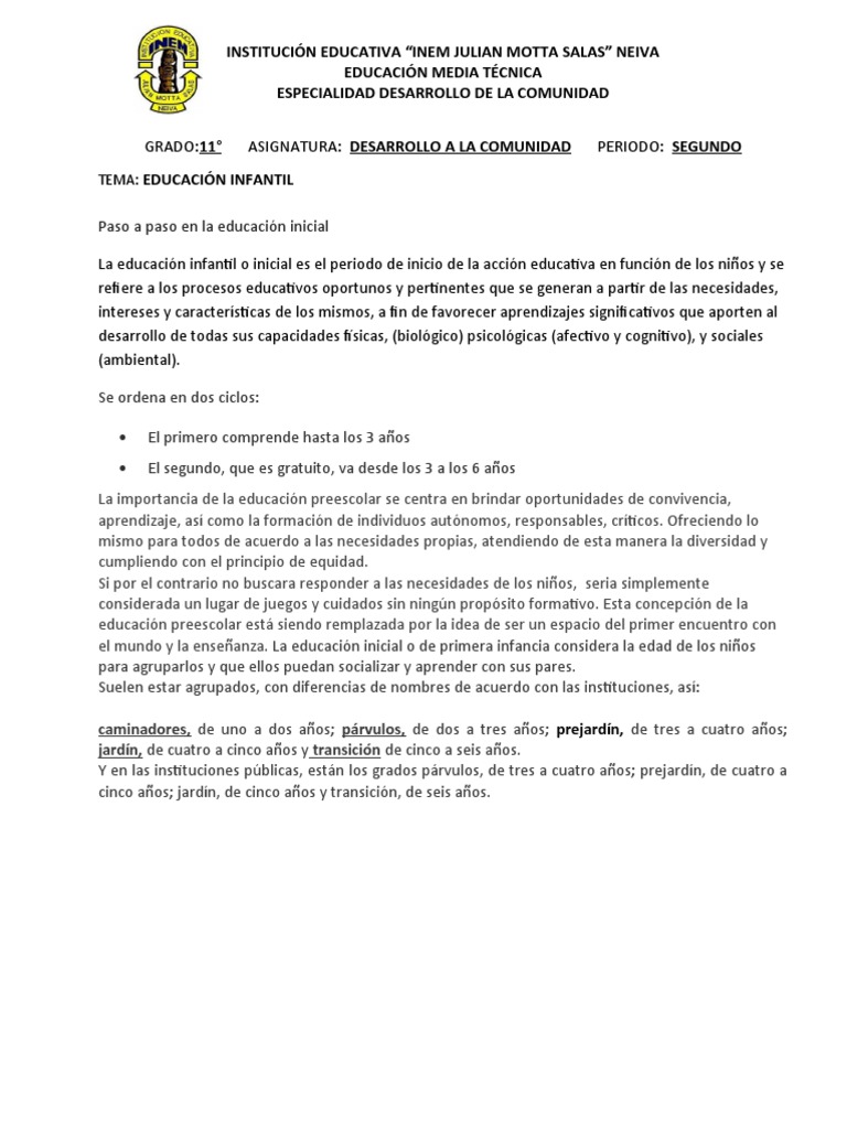 Educacion Infantil | PDF | Educación de la primera infancia | Aprendizaje