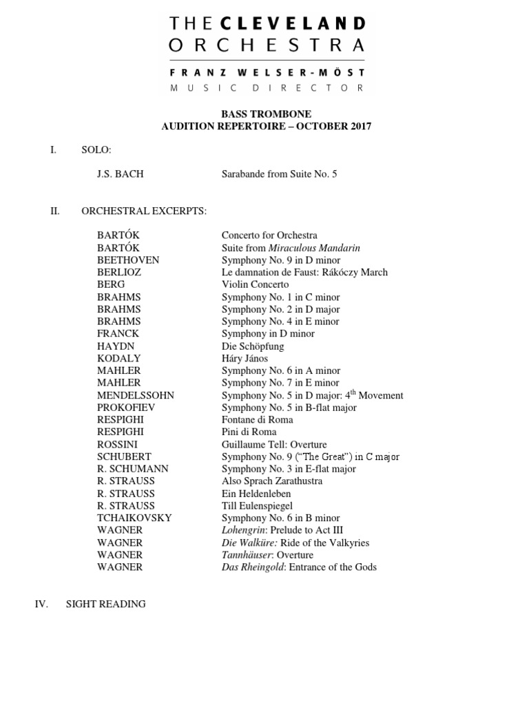 Cleveland BassTromboneAuditionRepertoire2017 PDF