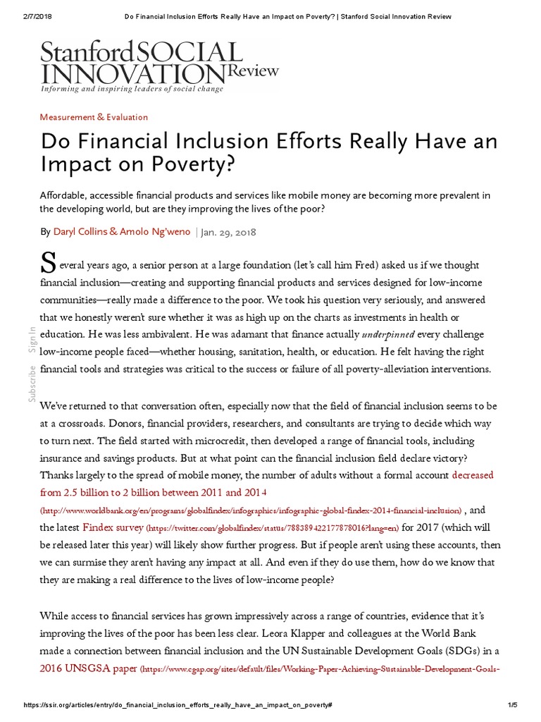 Do Financial Inclusion Efforts Really Have An Impact On Poverty | PDF ...