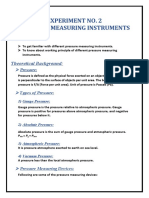 Experiment No. 2 Pressure Measuring Instruments: Objectives