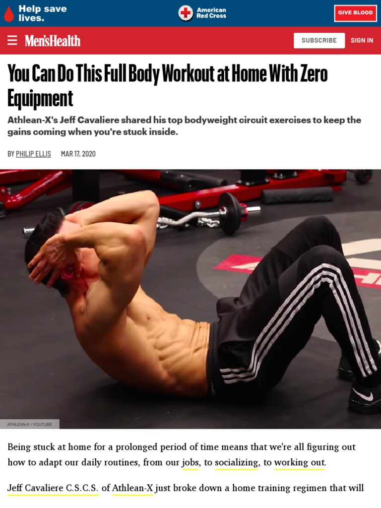 AthleanX Shares Full Body AtHome Workout With Zero Equipment PDF
