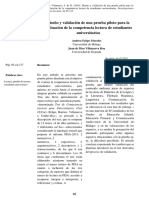 Morales y Villanueva - Diseño y Validación de Una Prueba Piloto para La Evaluación de Competencia Lectora