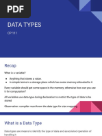 CP 111 Lecture 4 - DATA TYPES