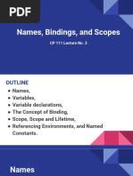 Names, Bindings, and Scopes: CP 111 Lecture No. 3