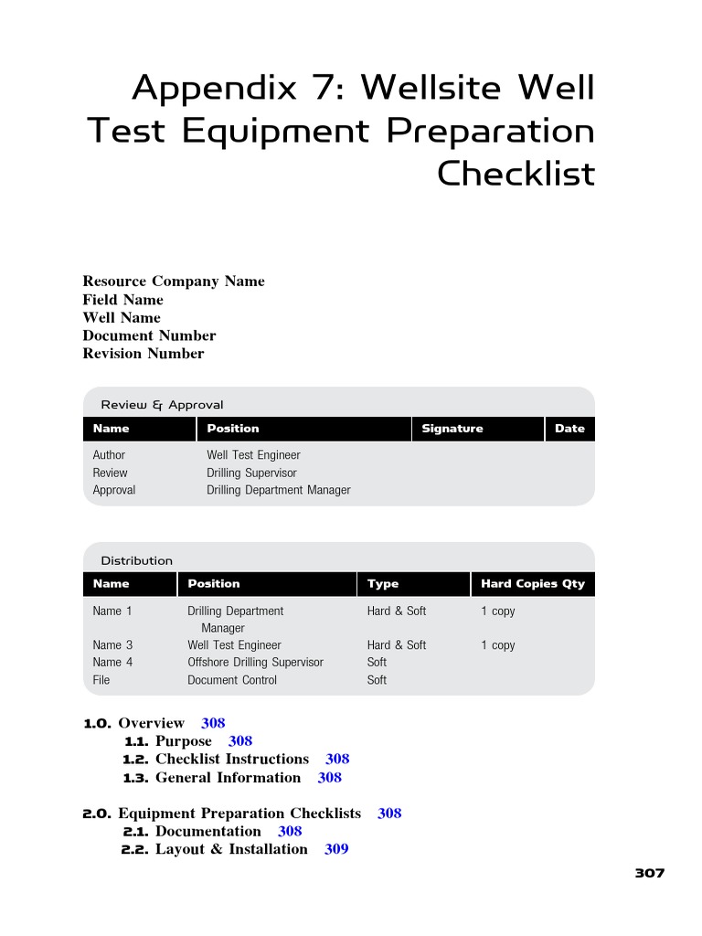 Well Test Equipment Preparation Checklist | PDF | Steam | Valve